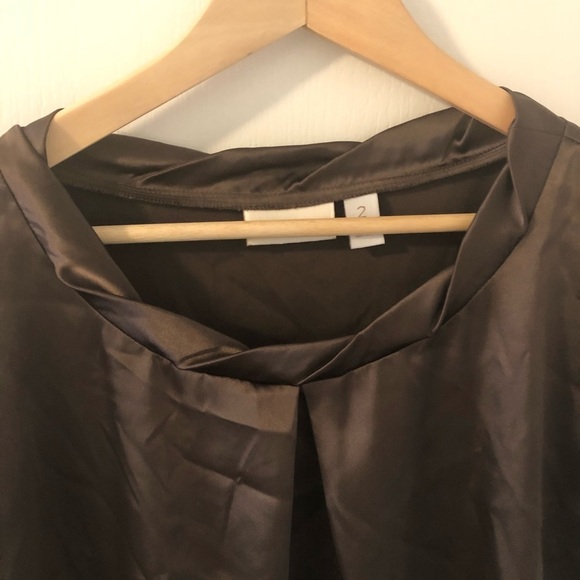 CHICOS dark brown short sleeve top size 12 - Picture 2 of 8